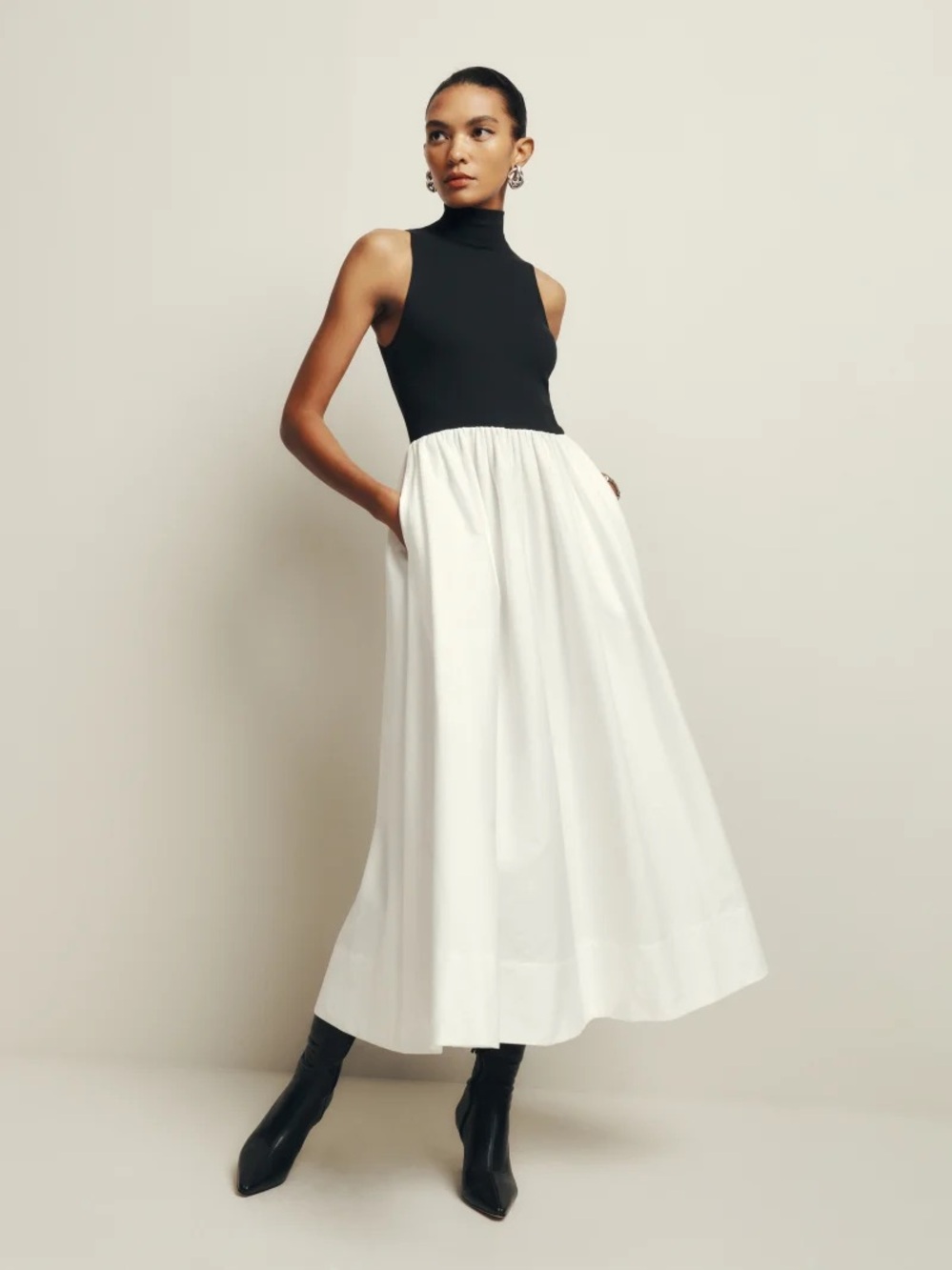 Reformation Sai Dress: Black & White, Small